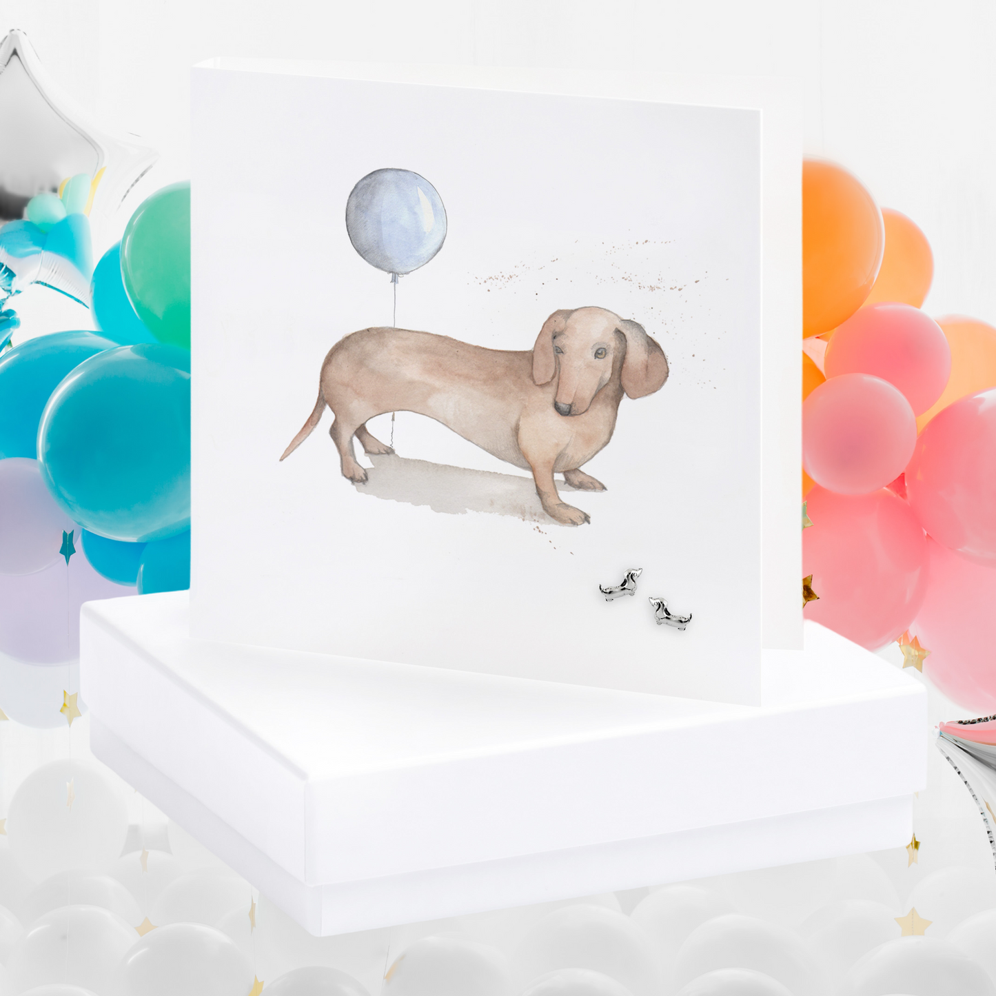 Boxed Sausage Dog Earring Card