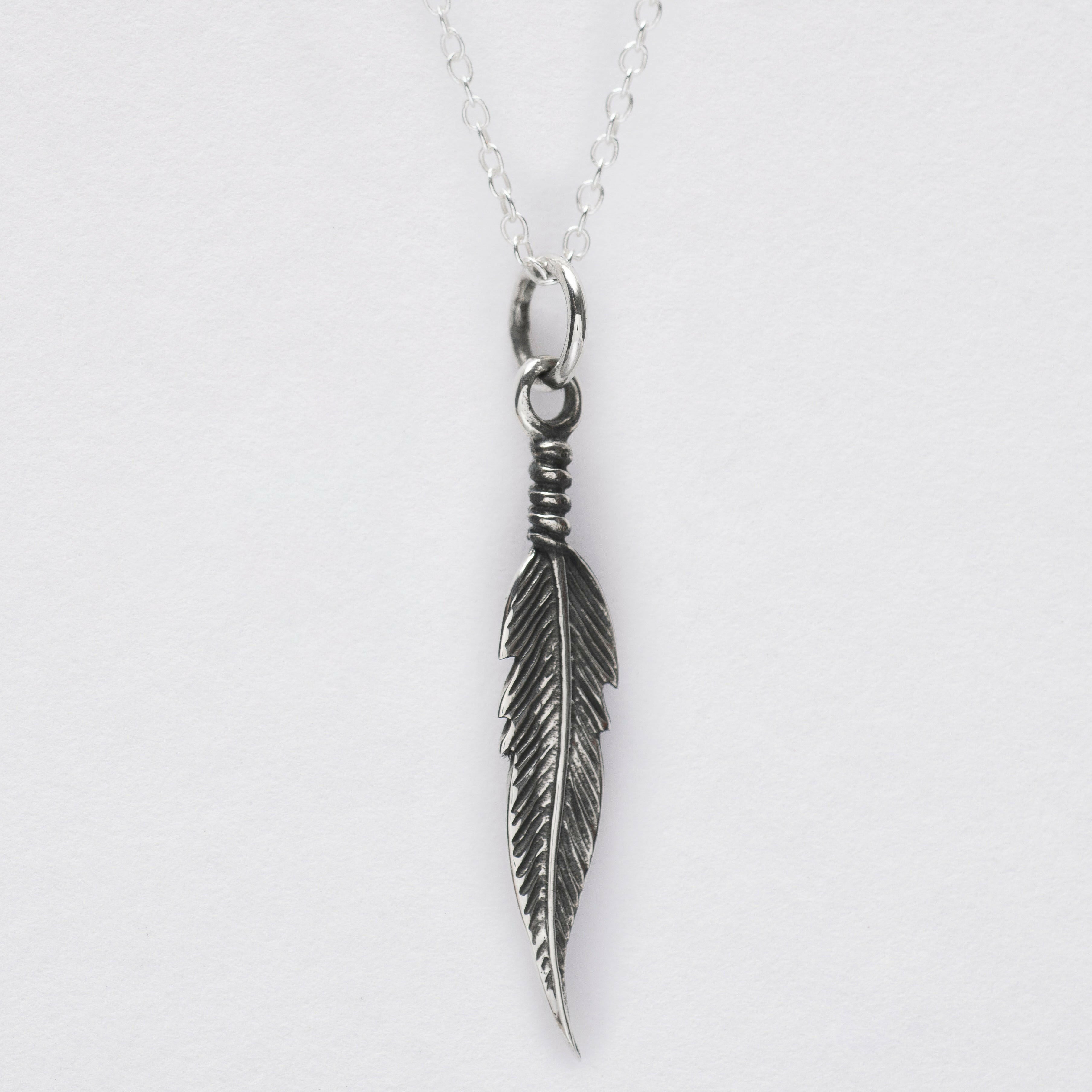 Sterling Silver Feather Pendant – Crumble and Core