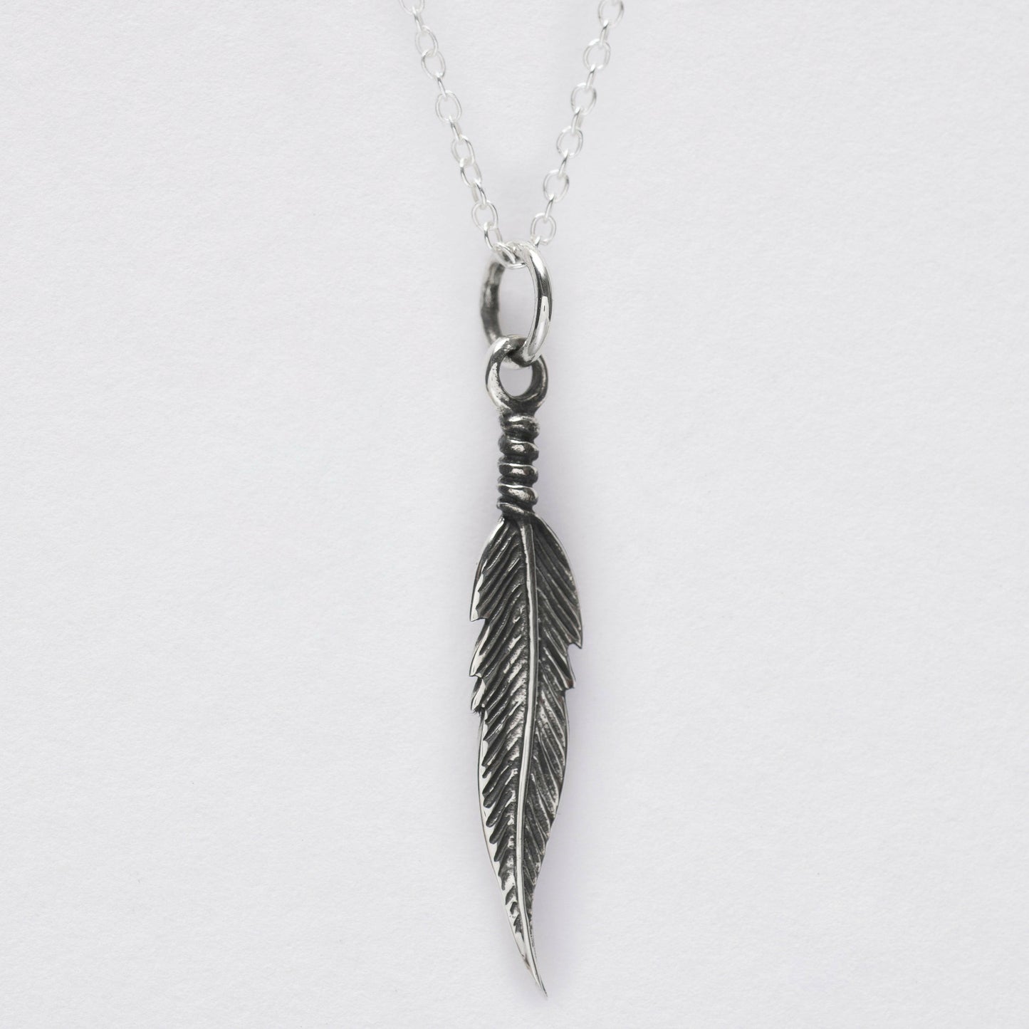 Sterling Silver Feather Pendant Necklace Necklaces Crumble and Core   