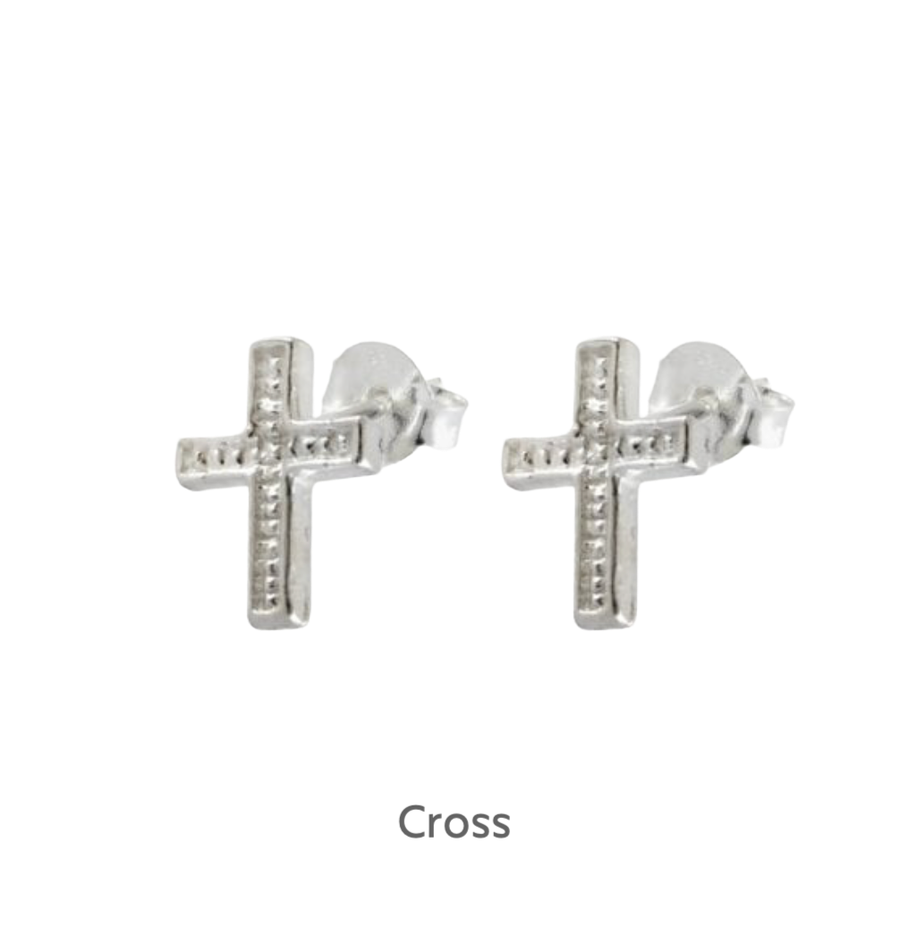 a pair of silver cross earrings