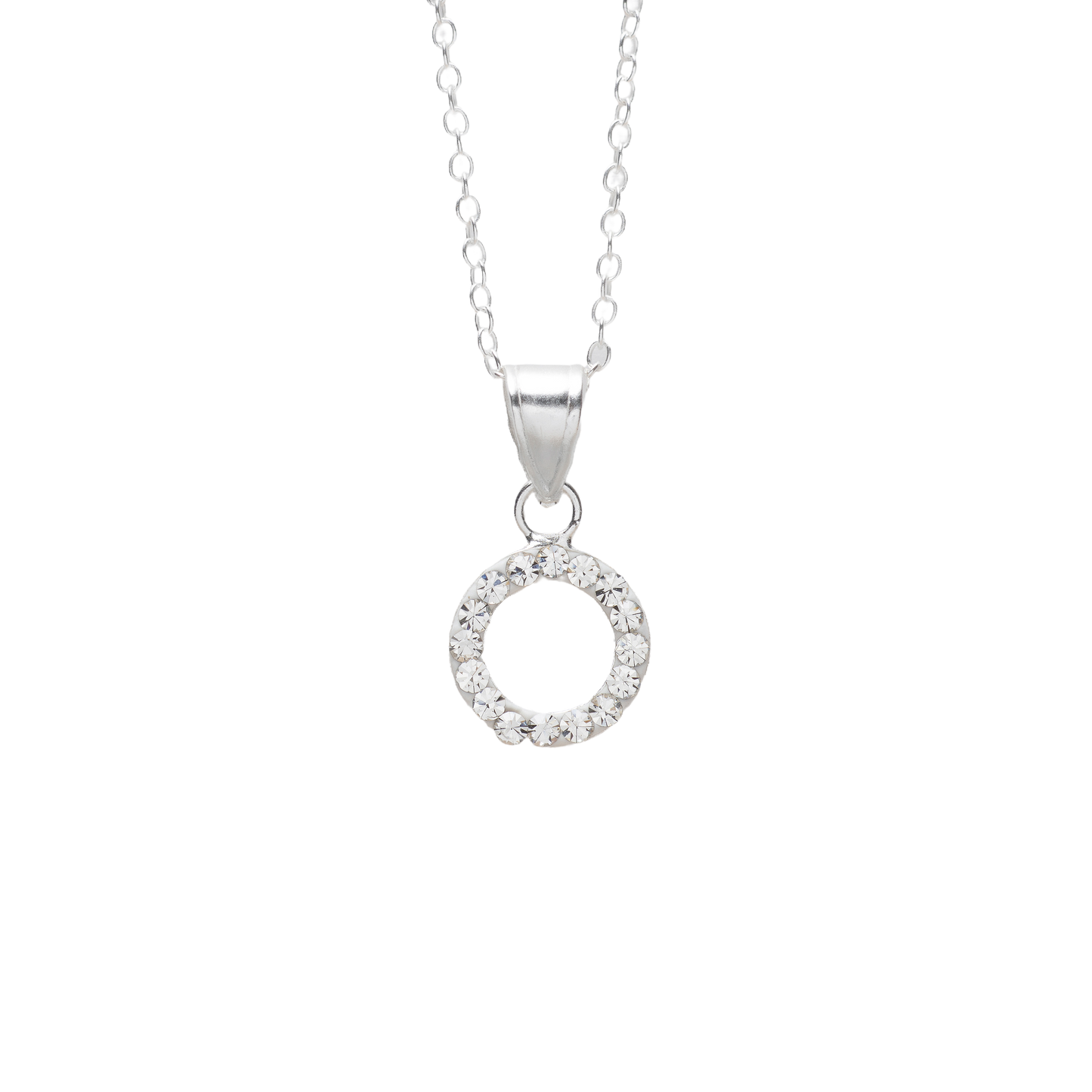 a white gold necklace with diamonds on a black background