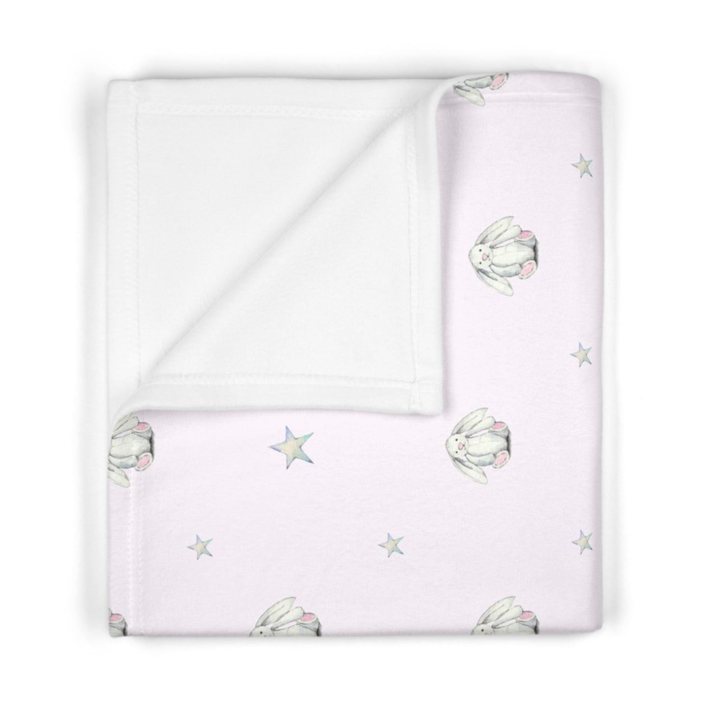 Personalised Fleece Blanket Pink Bunny Design - Baby Girl Gift