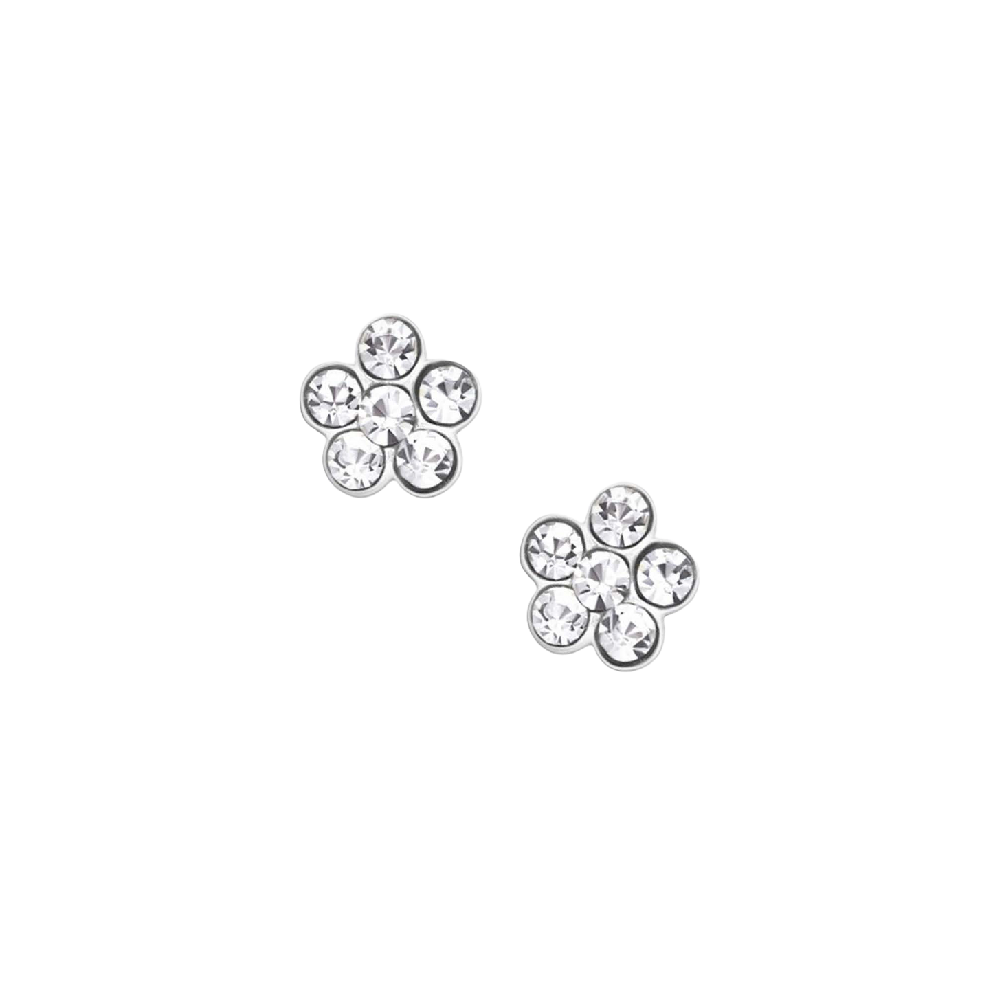 Crystal Flower Silver Ear Studs Earrings Crumble and Core   