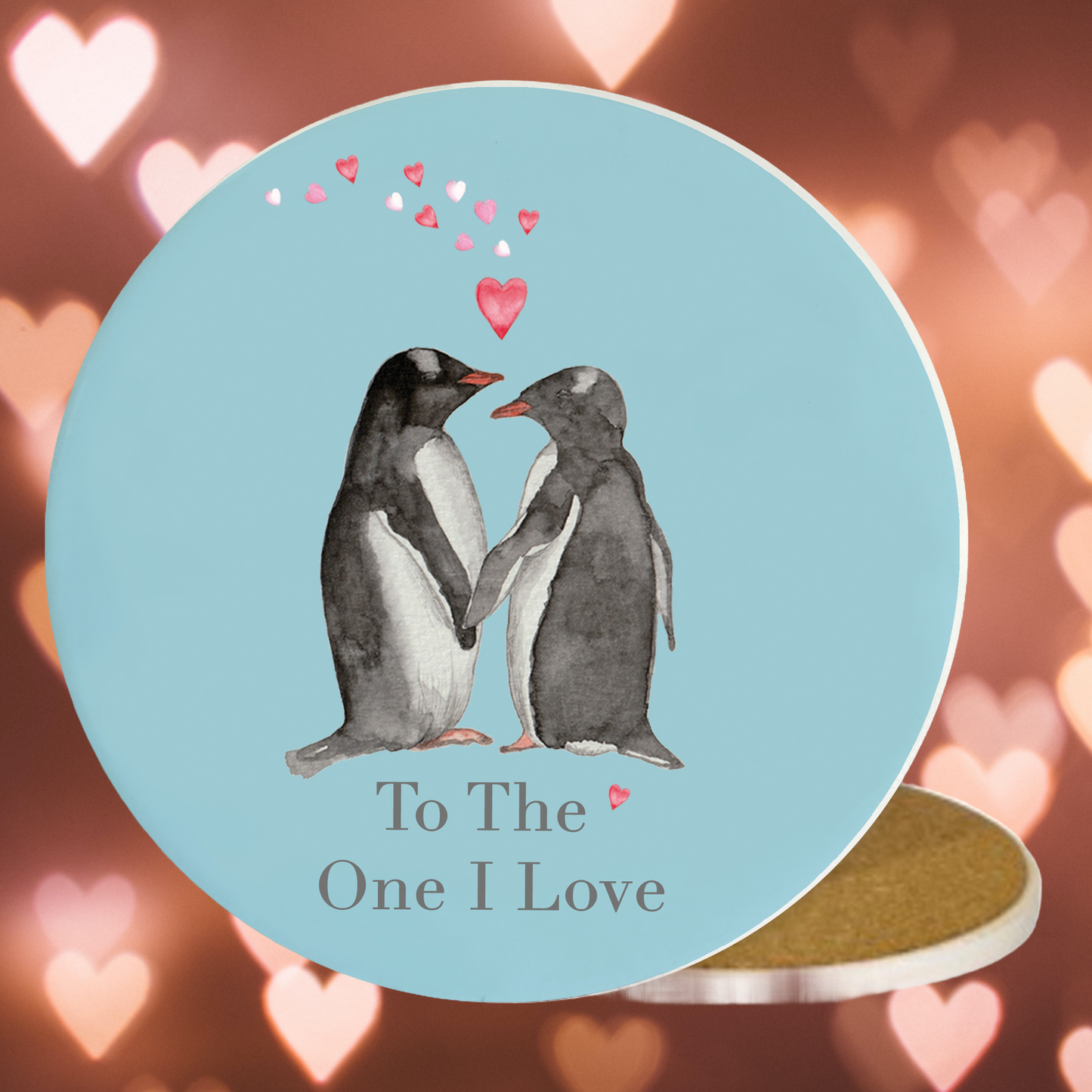 Ceramic Coaster - Penguins Love