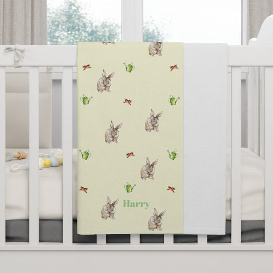 Personalised Fleece Blanket Bunny & Carrots Design - New Baby Gift