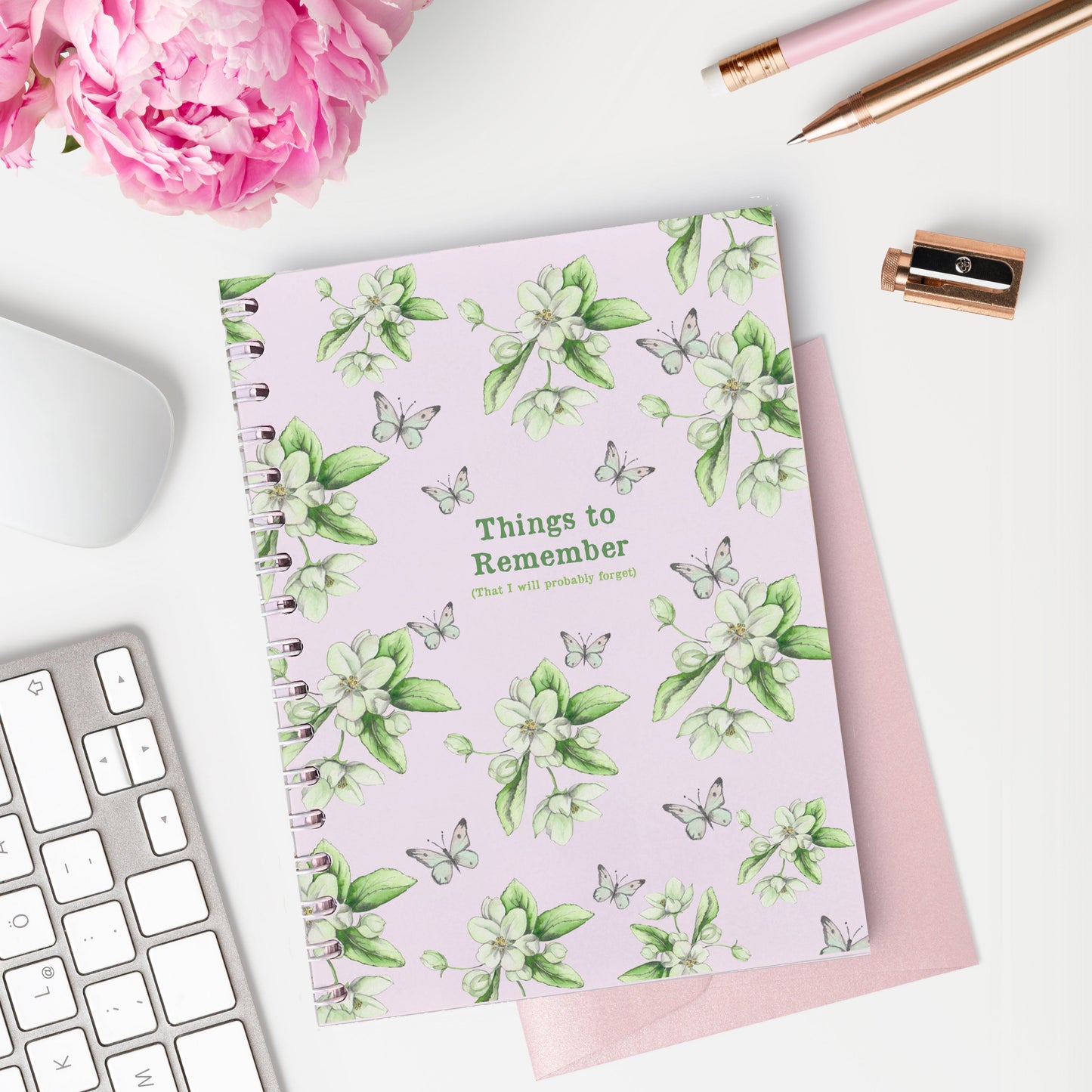 Wire Bound Notebook - Pink Blossom Things to Remember