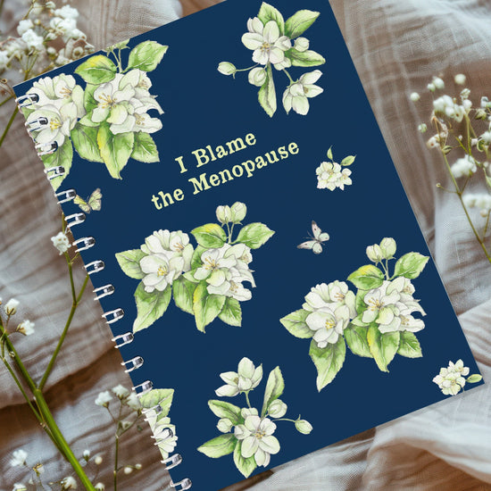 Wire Bound Notebook - Navy Blossom Menopause