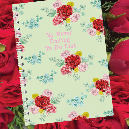 Wire Bound Notebook - Colourful Roses Never Ending List