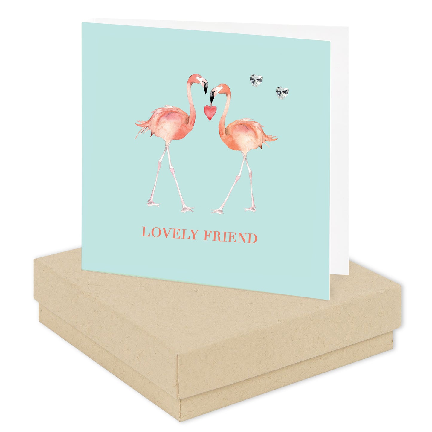 Boxed Flamingoes Lovely Friend Silver Earring Card Earrings Crumble and Core Kraft  