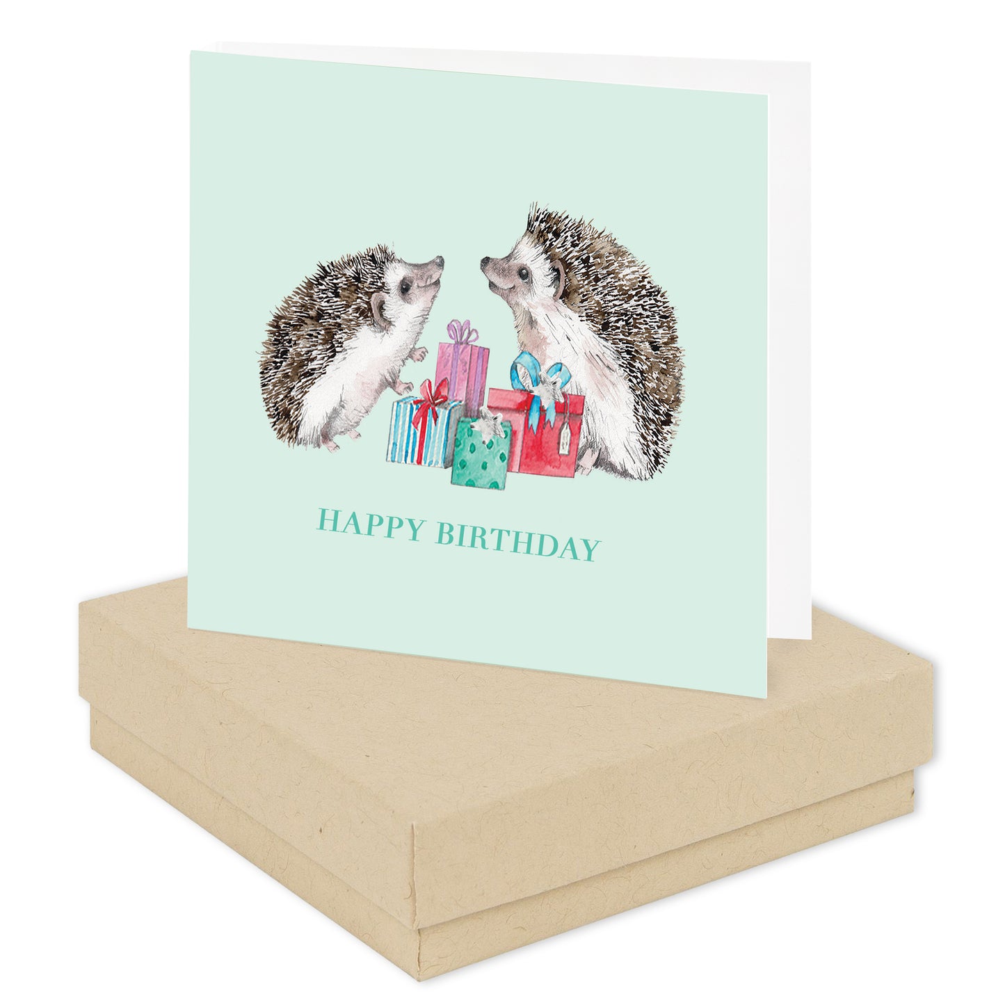 Boxed Hedgehogs Happy Birthday Silver Earring Card Earrings Crumble and Core Kraft  