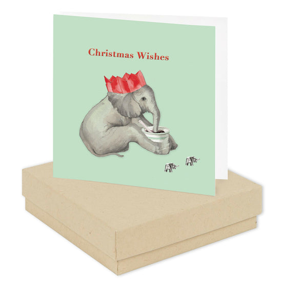 Christmas Elephant Boxed Silver Earring Card Earrings Crumble and Core   