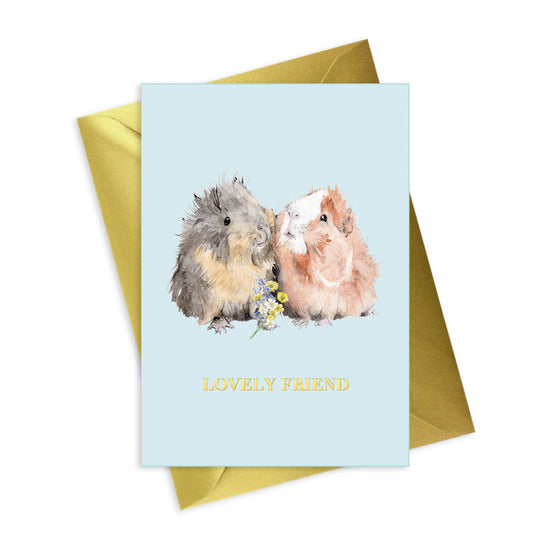 Animal Collection A6 Foiled Greeting Card Guinea Pigs Lovely Friend Greeting & Note Cards Crumble and Core   