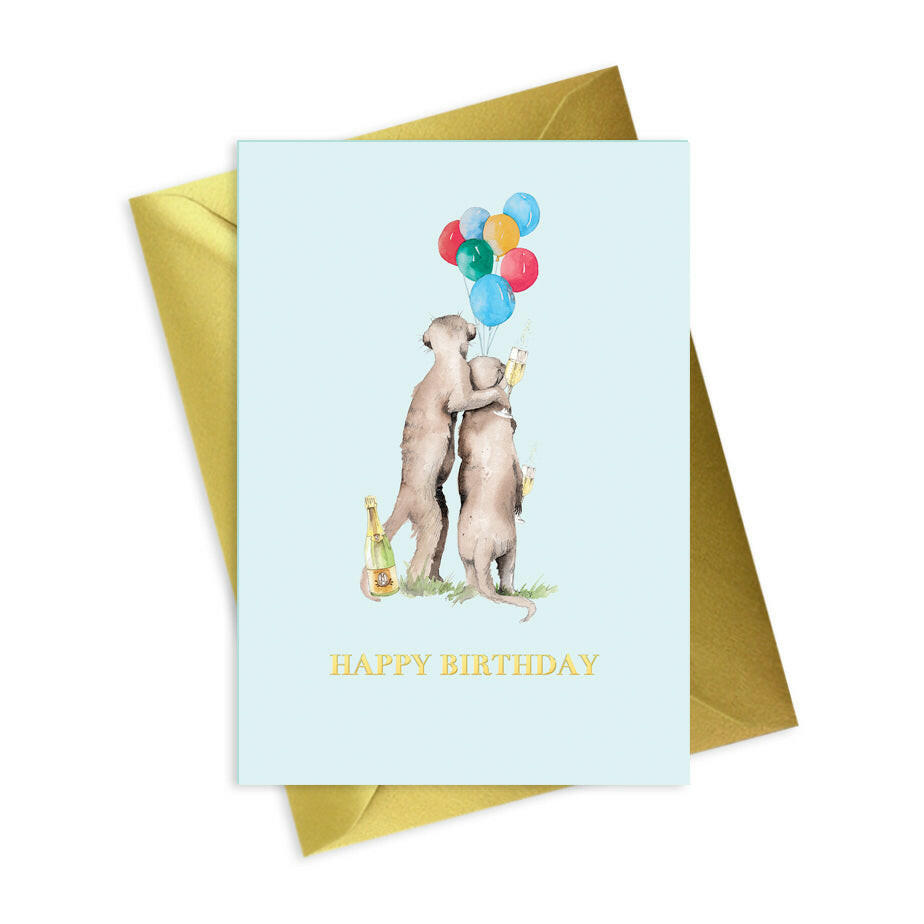 Animal Collection A6 Foiled Greeting Card Meerkats Happy Birthday Greeting & Note Cards Crumble and Core   