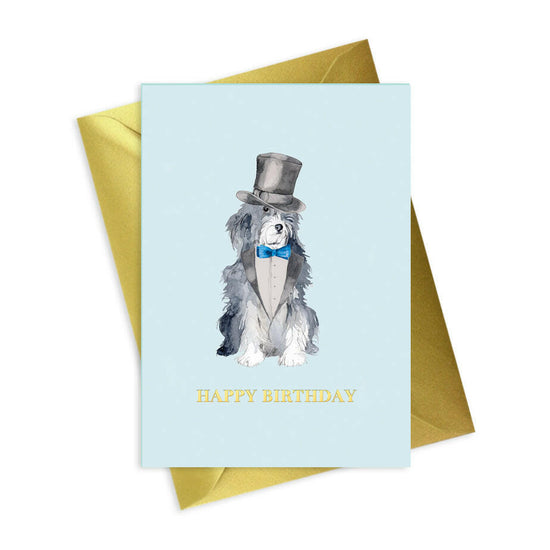 Animal Collection A6 Foiled Greeting Card Shaggy Dog Happy Birthday Greeting & Note Cards Crumble and Core   