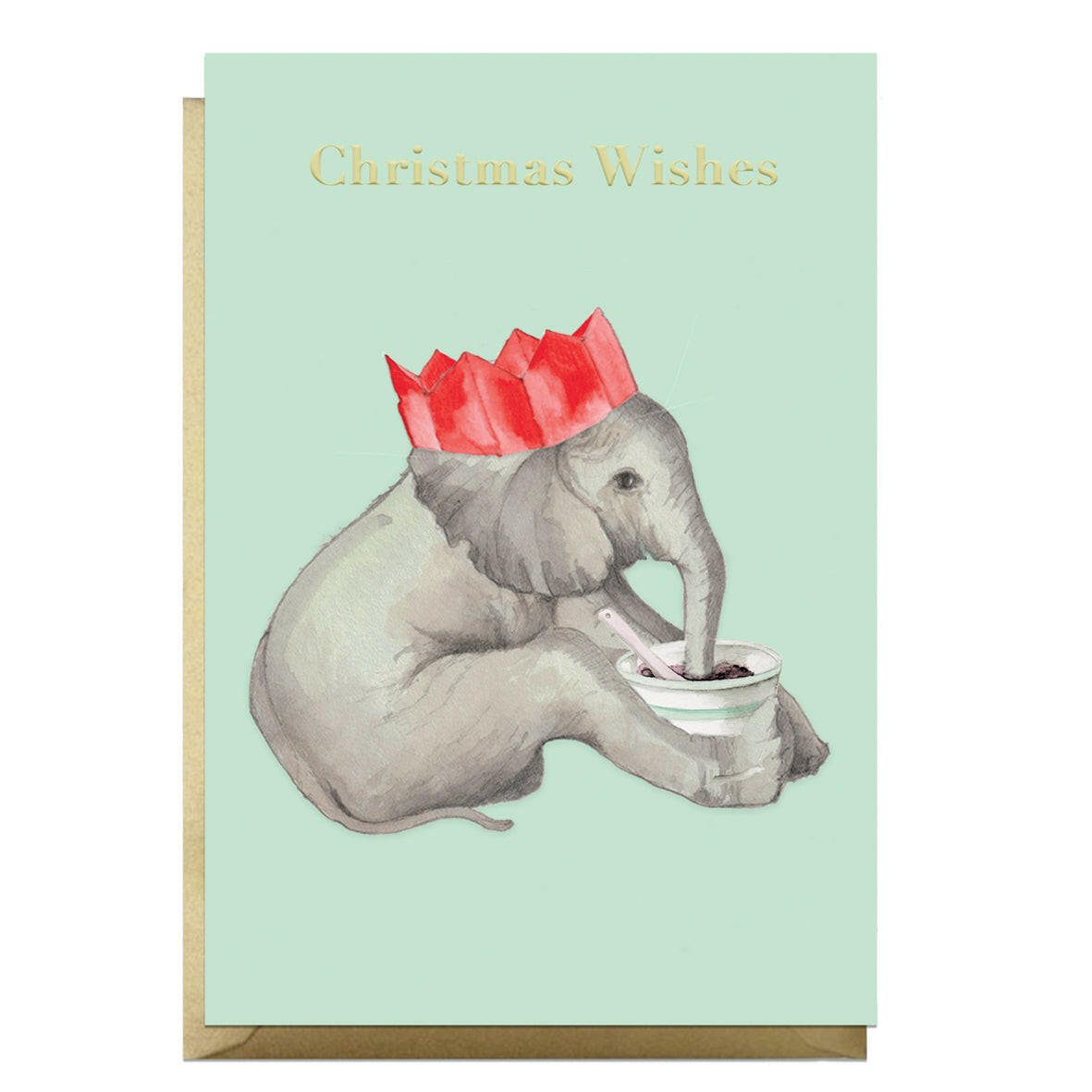 Animal Collection A6 Foiled Greeting Card Christmas Elephant Greeting & Note Cards Crumble and Core   