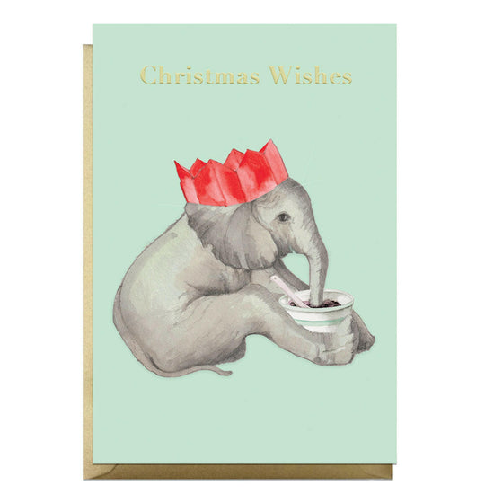 Animal Collection A6 Foiled Greeting Card Christmas Elephant Greeting & Note Cards Crumble and Core   