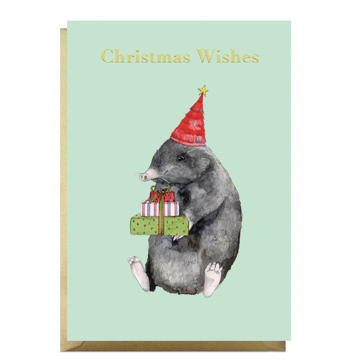 Animal Collection A6 Foiled Greeting Card Christmas Mole Greeting & Note Cards Crumble and Core   