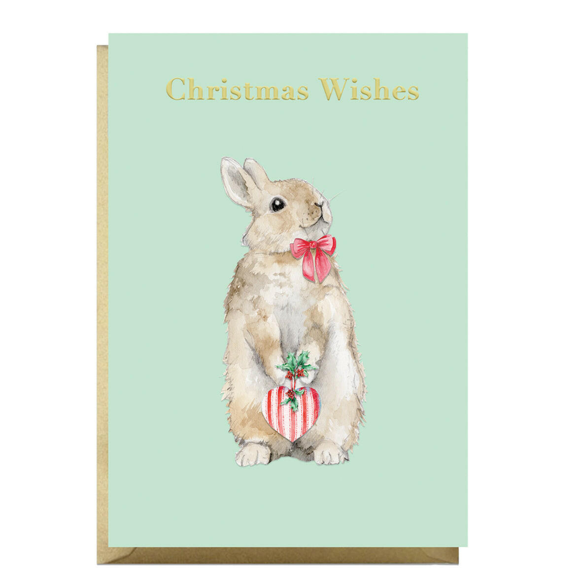 Animal Collection A6 Foiled Greeting Card Christmas Rabbit Greeting & Note Cards Crumble and Core   