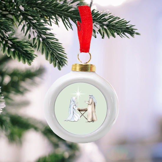 Hanging Ceramic Christmas Nativity Bauble