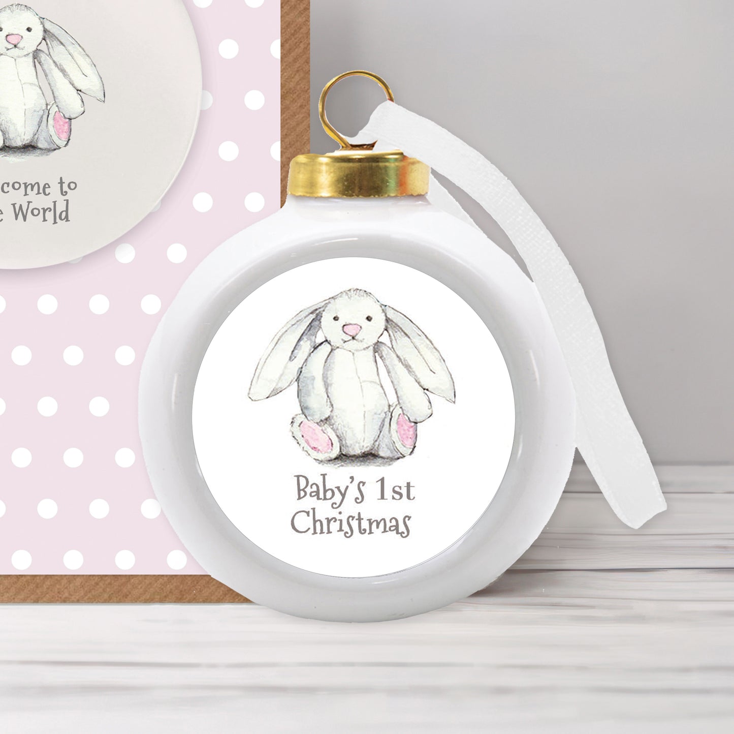 Hanging Ceramic Baby 1st Christmas Bauble Decoration - 1st Christmas Gift for Baby Girl