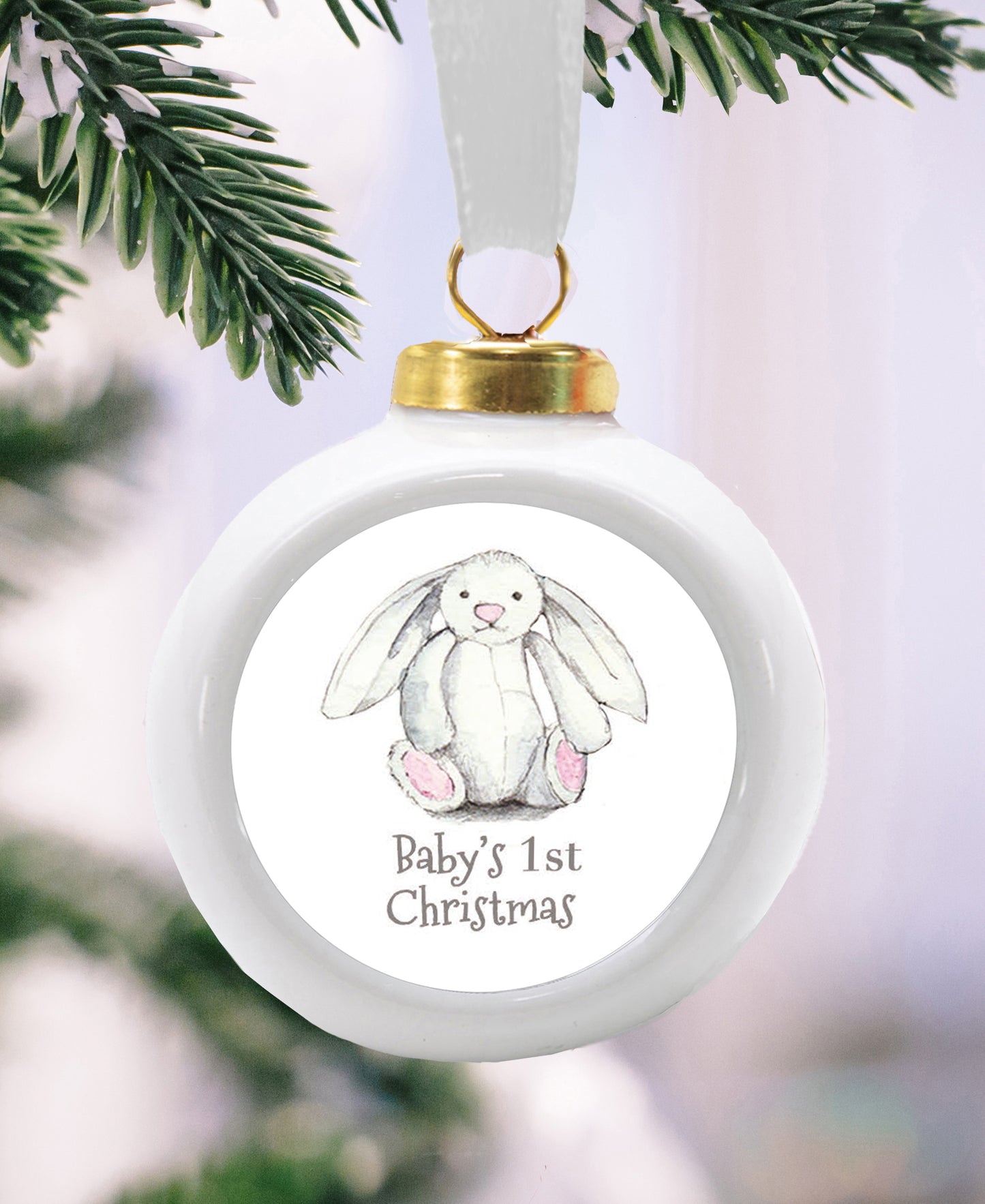 Hanging Ceramic Baby 1st Christmas Decoration - 1st Christmas Gift for Baby Boy