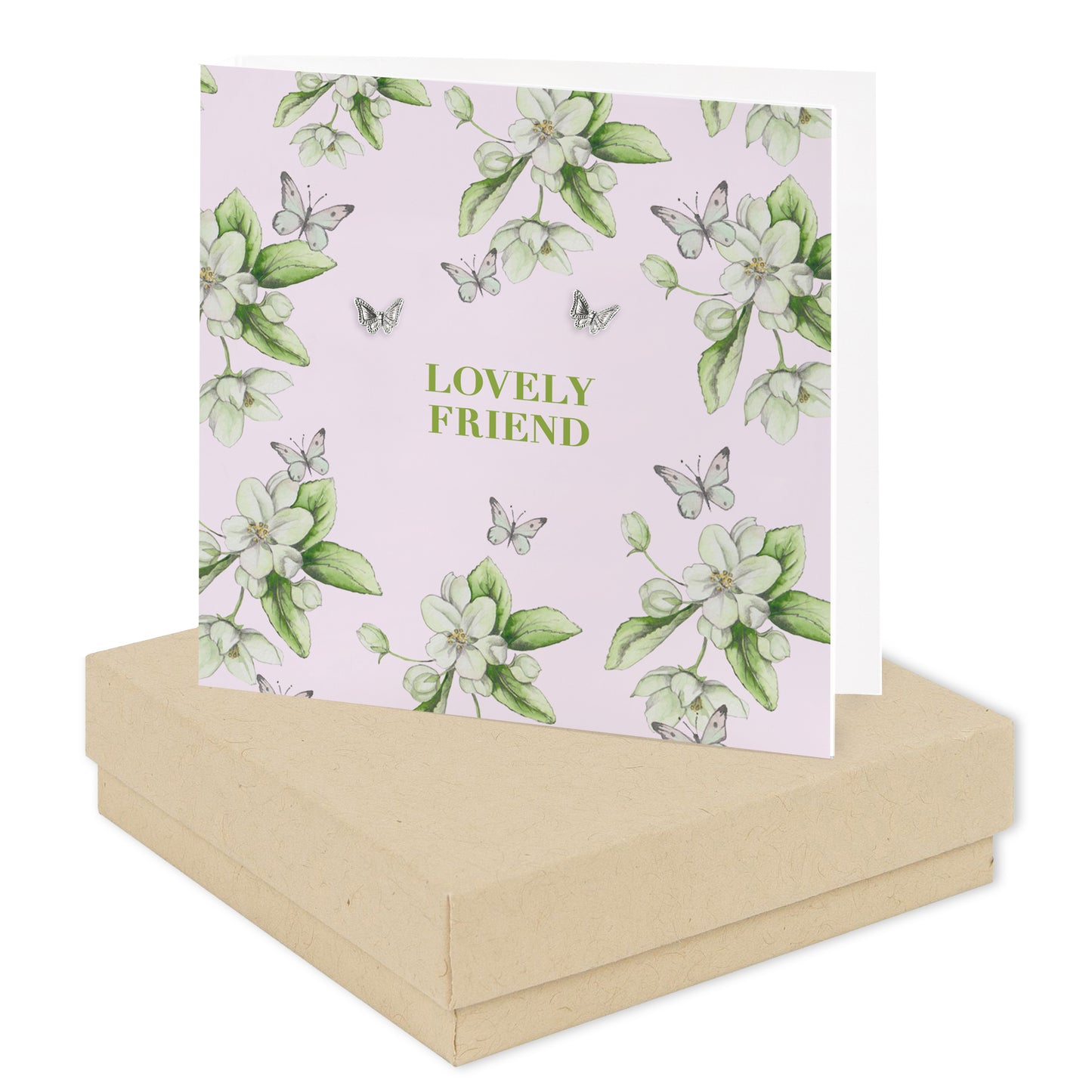 Lovely Friend Boxed Card with Sterling Silver Stud Earrings