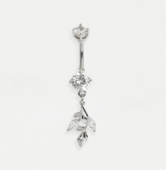 Surgical Steel Petal Gemstone Belly Bar Jewelry Crumble and Core   