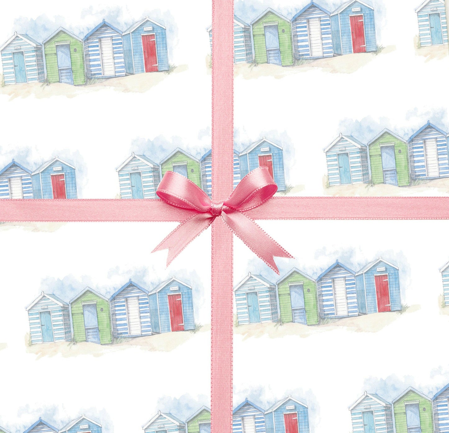 Beach Hut Gift Wrapping Gift Wrap and Tag Pack