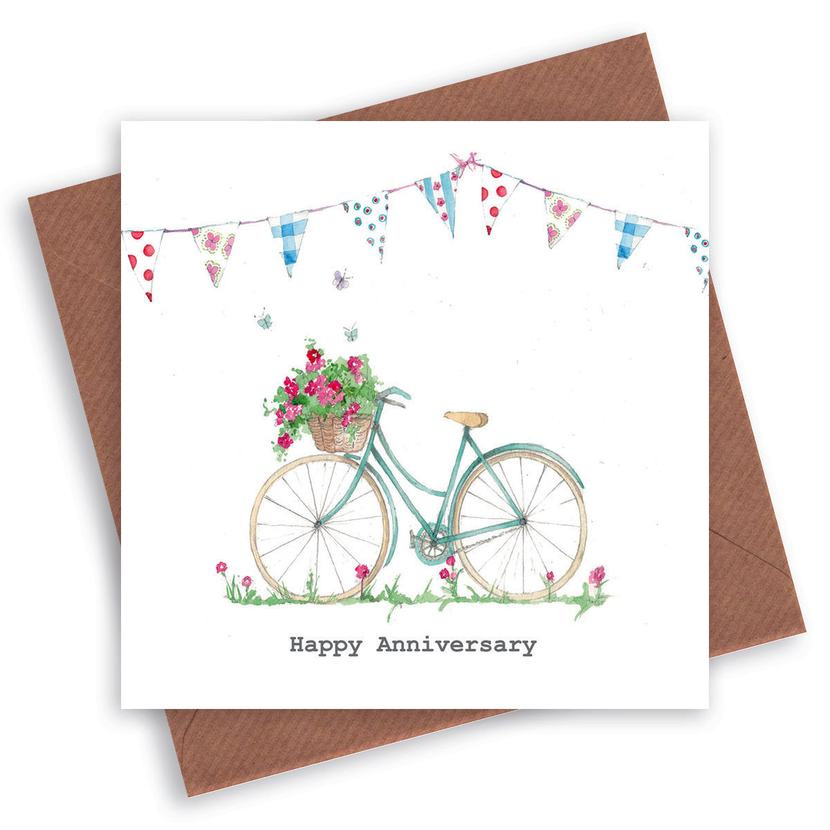 Tarjeta de aniversario de bicicleta de verano