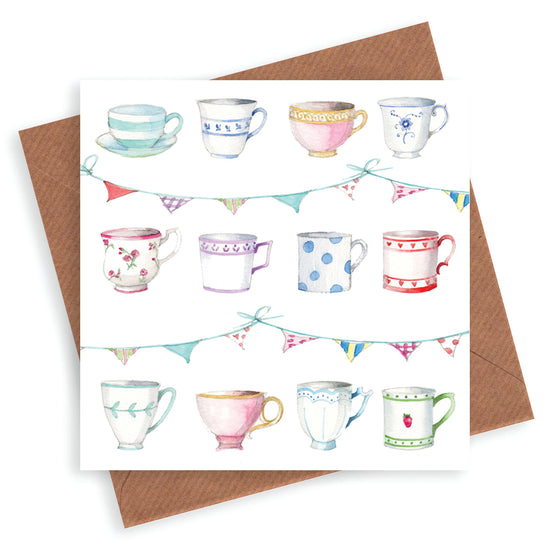 Teacups and Bunting Card