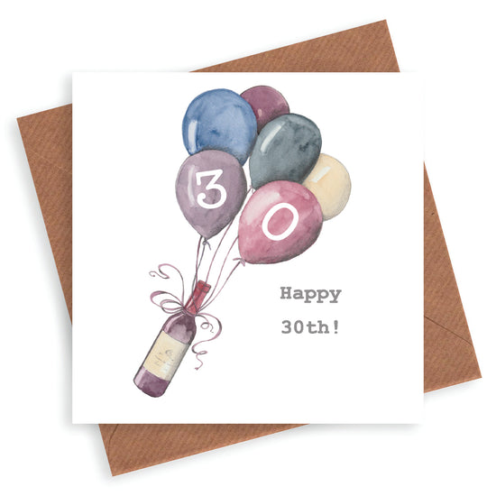 Wine 30th Birthday Card