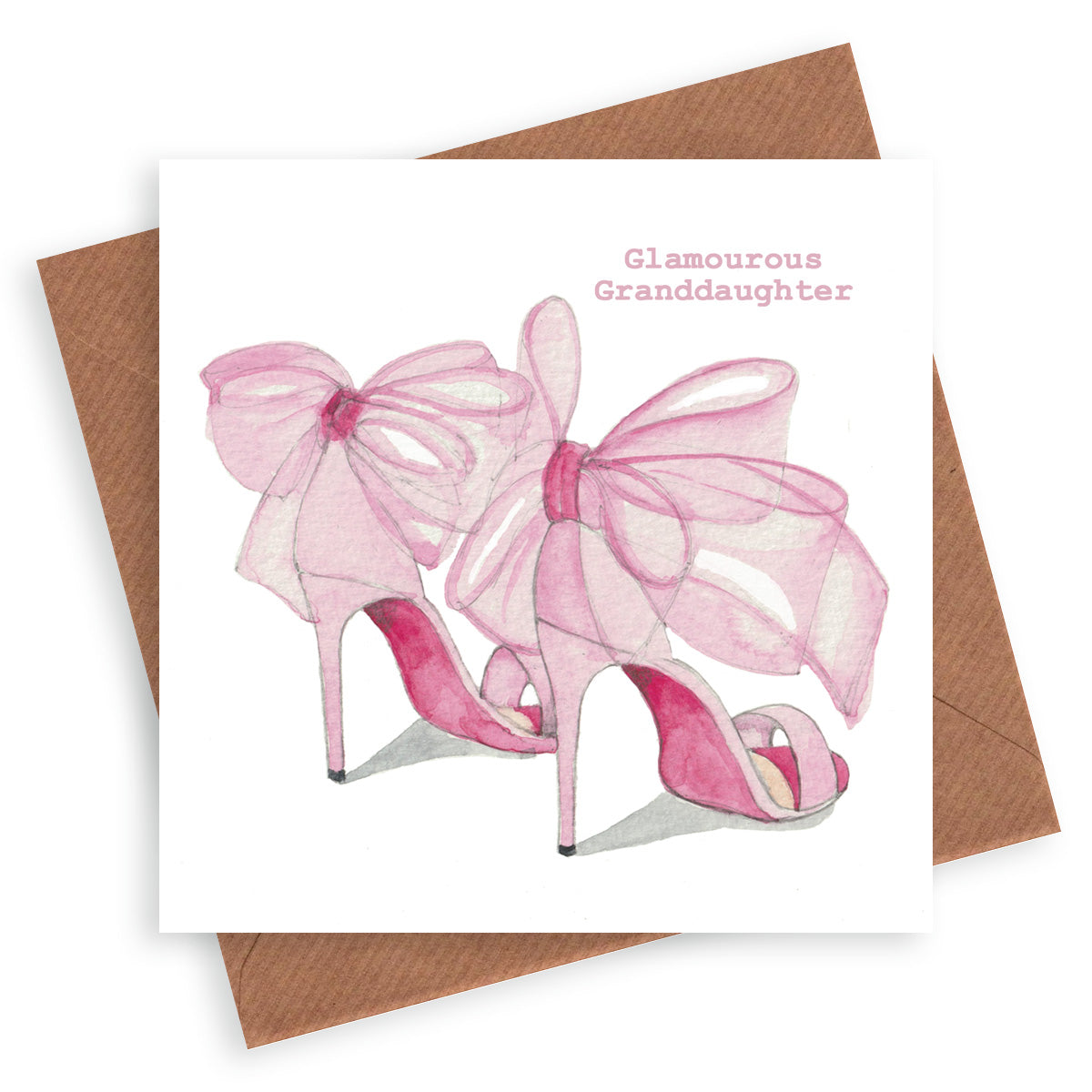 Pink Bow Shoes Glamorous Granddaughter Greeting Card Greeting & Note Cards Crumble and Core   