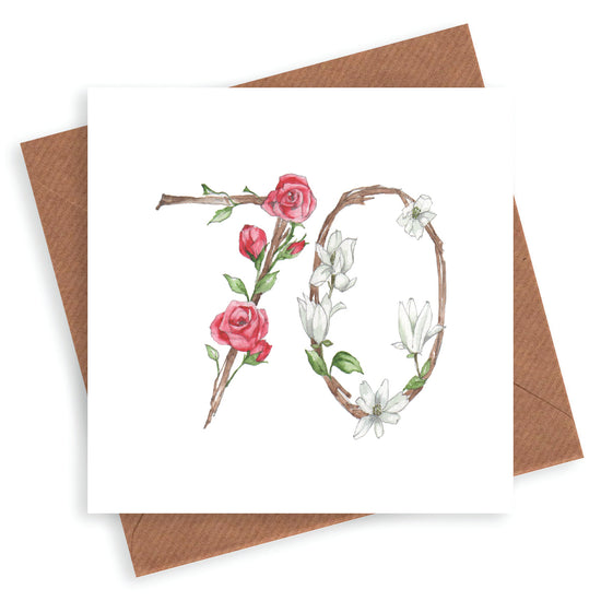 Floral Numbers 70th Card