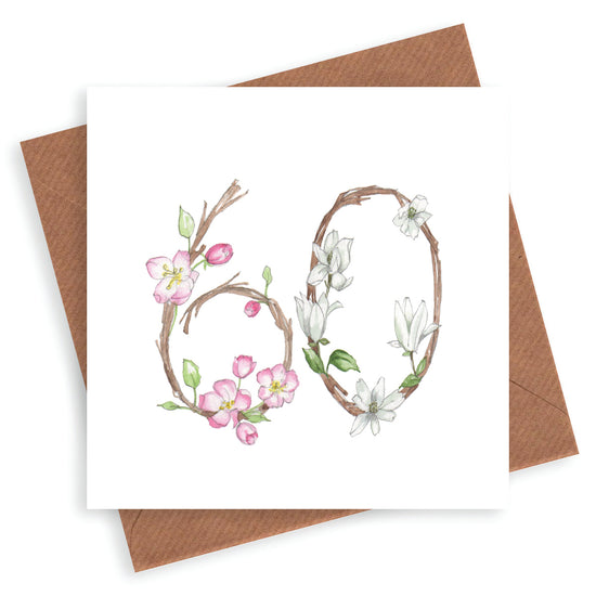 Floral Numbers 60th Card