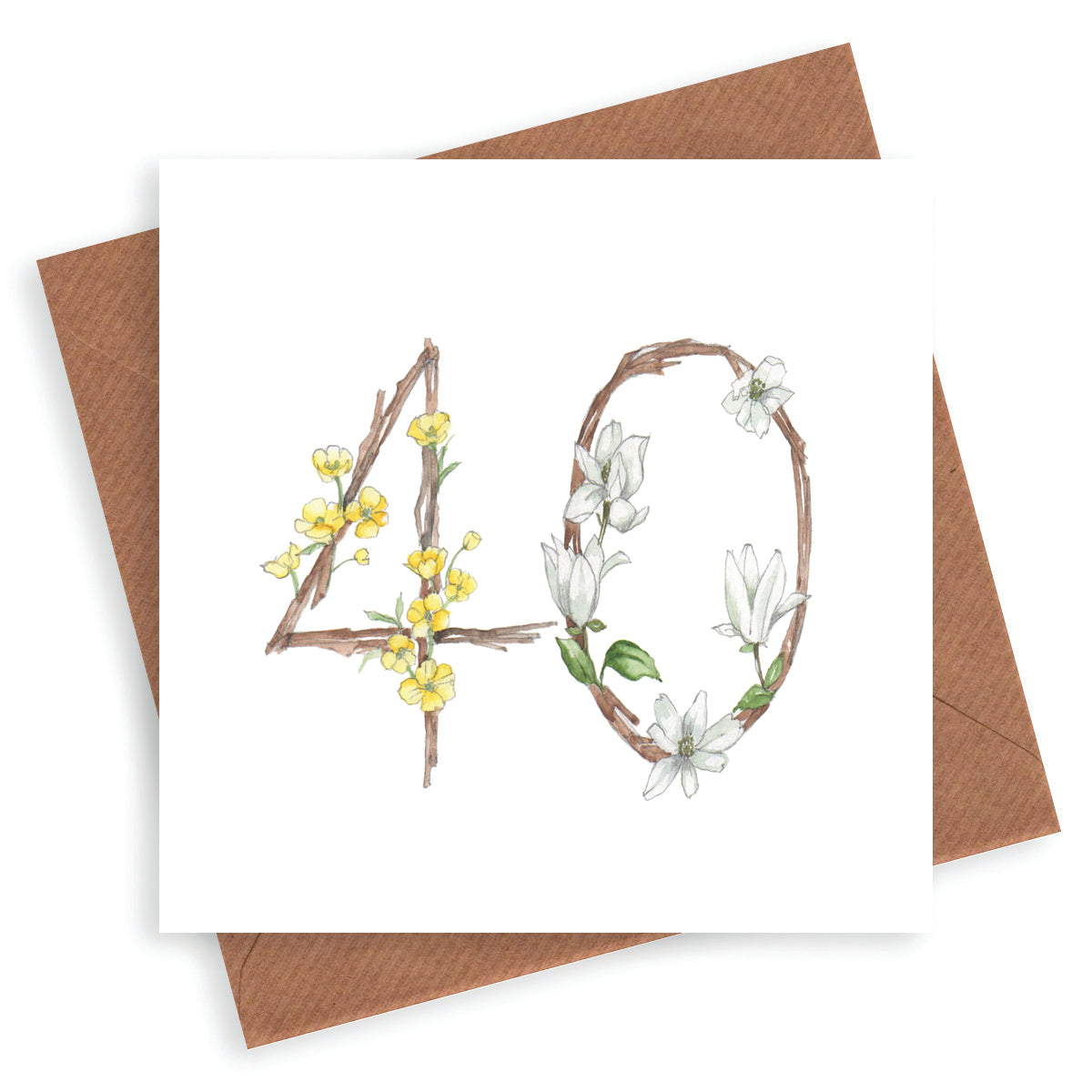 Floral Numbers 40th Card