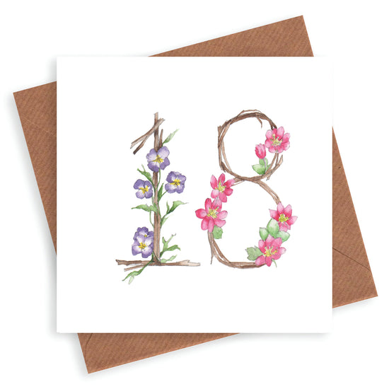 Floral Numbers 18th Card