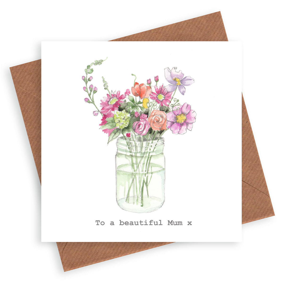 Beautiful Mum Jar of Flowers Card