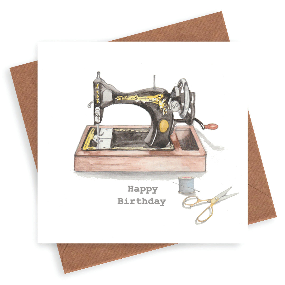 Vintage Sewing Machine Birthday Card