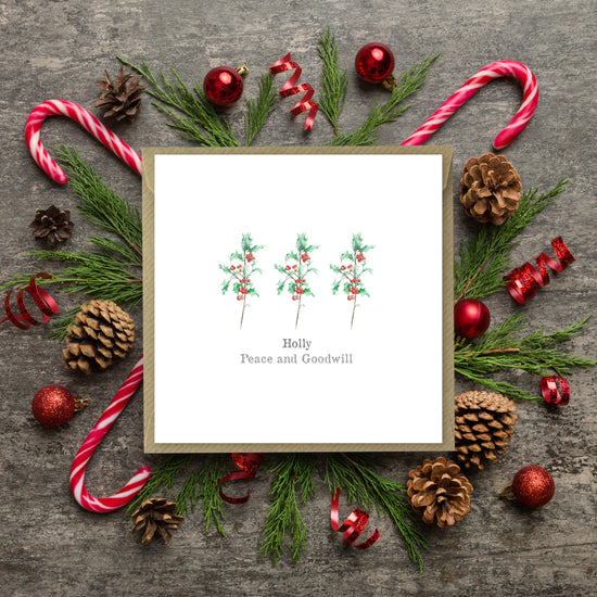 Christmas Holly Greeting Card