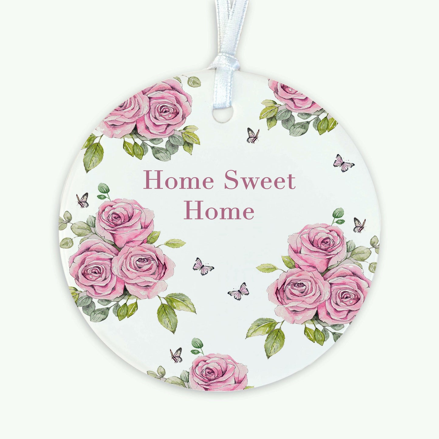 Hanging Ceramic Decoration - Rose Cream Home Sweet Home Decor Crumble and Core   