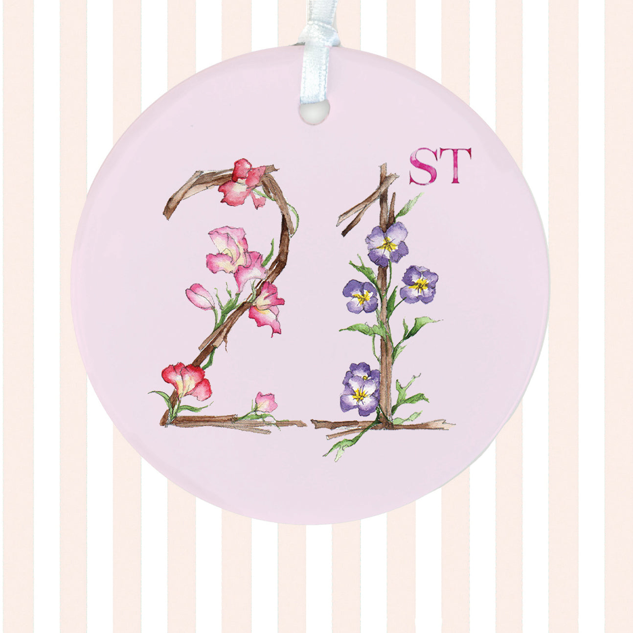 Hanging Ceramic Decoration - 21st Birthday Keepsake Gift