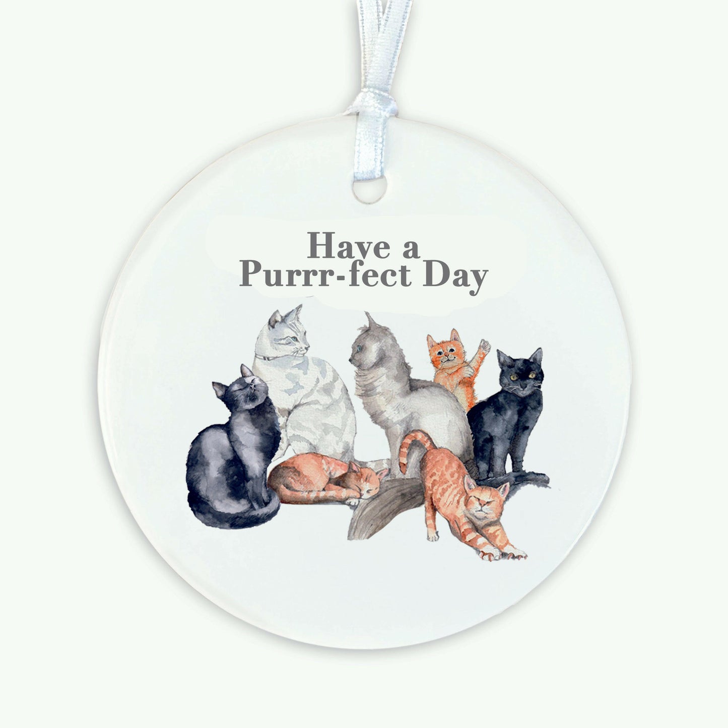 Hanging Ceramic Decoration - Cats Happy Birthday Decor Crumble and Core   