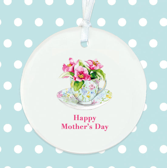 Hanging Ceramic Decoration - Tea Cup Happy Mother's Day