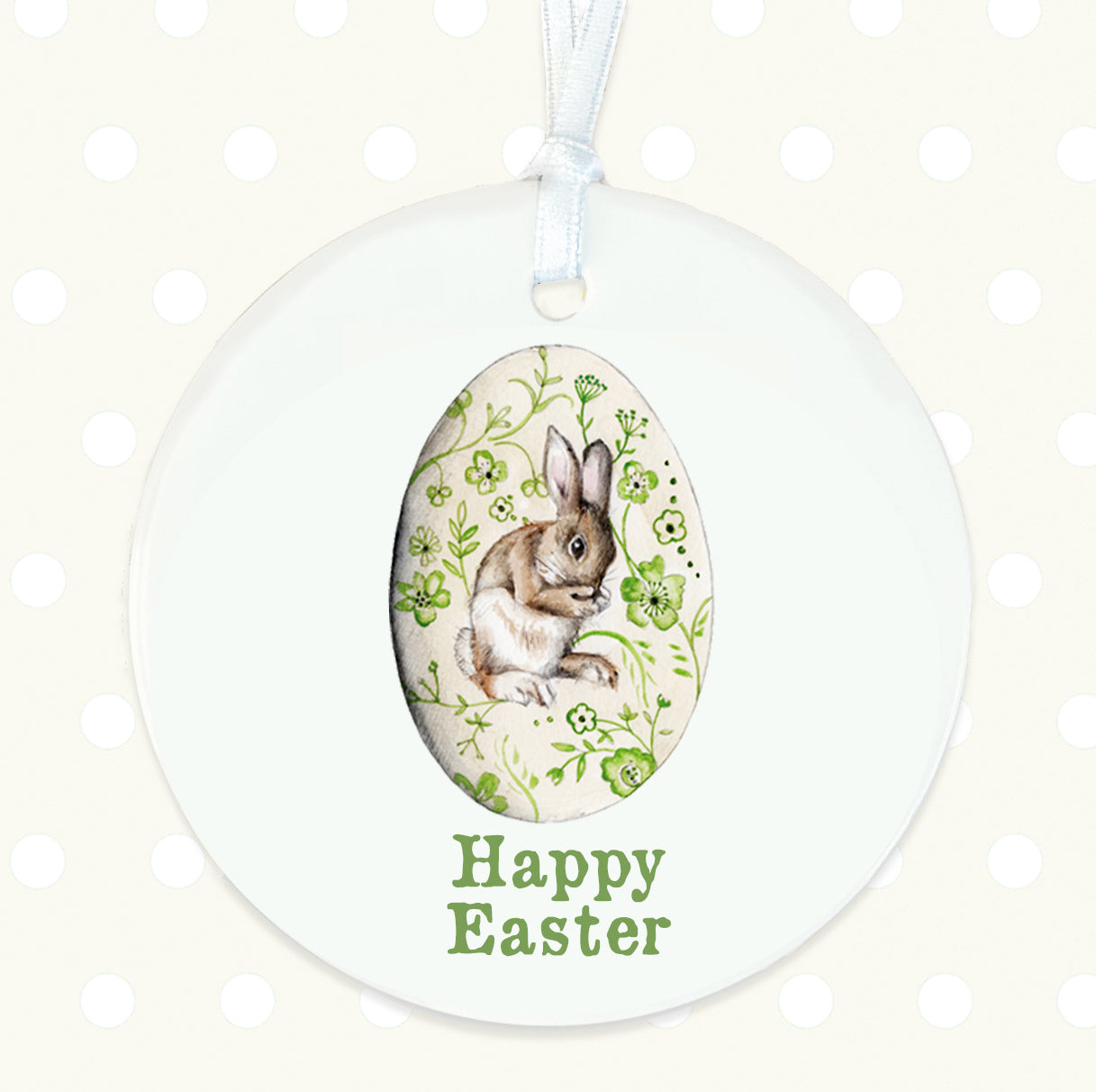 Happy Easter Egg  Bunny Ceramic Hanging Decoration - Perfect for Spring Celebrations