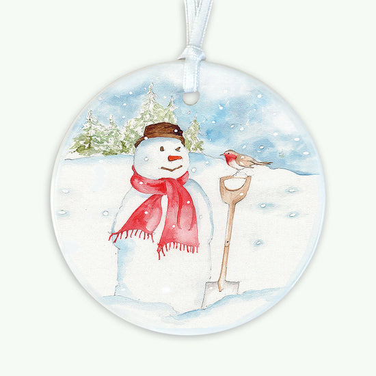 Hanging Ceramic Decoration - Christmas Snowman Decor Crumble and Core   