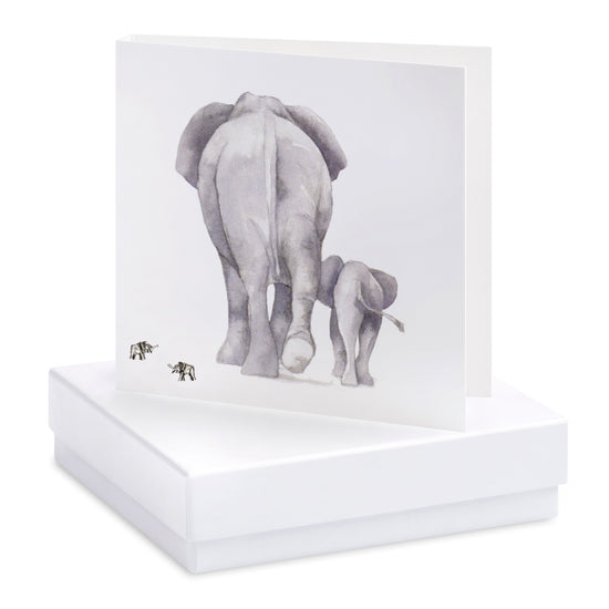 Sterling Silver Elephant Stud Earrings on Card - Perfect Gift for Animal Lovers