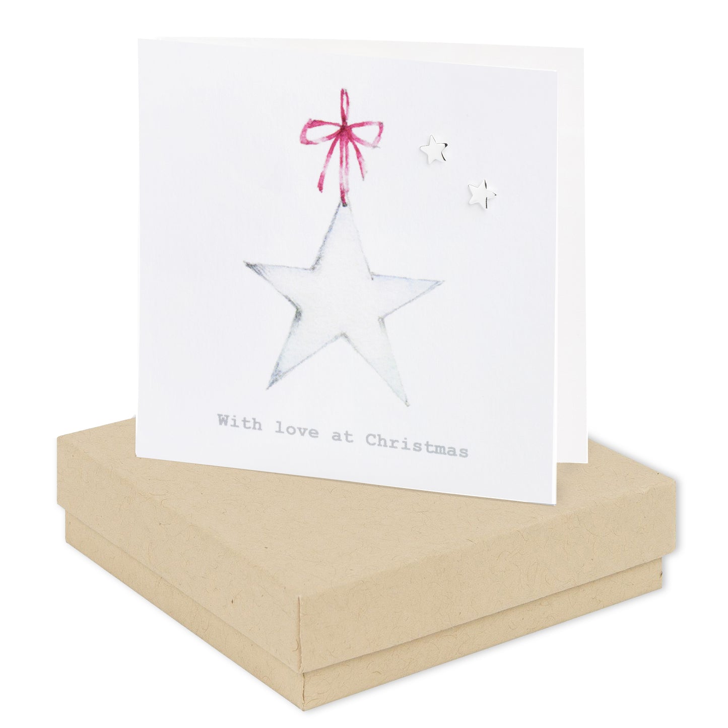 Christmas Star Sterling Silver Stud Earring Card - Elegant Holiday Gift Box