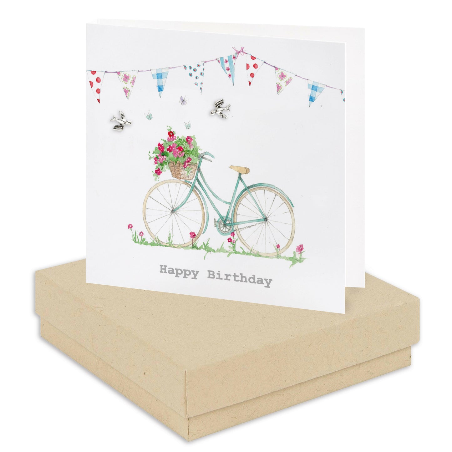 Boxed Happy Birthday Bicycle Earring Card Earrings Crumble and Core Kraft  