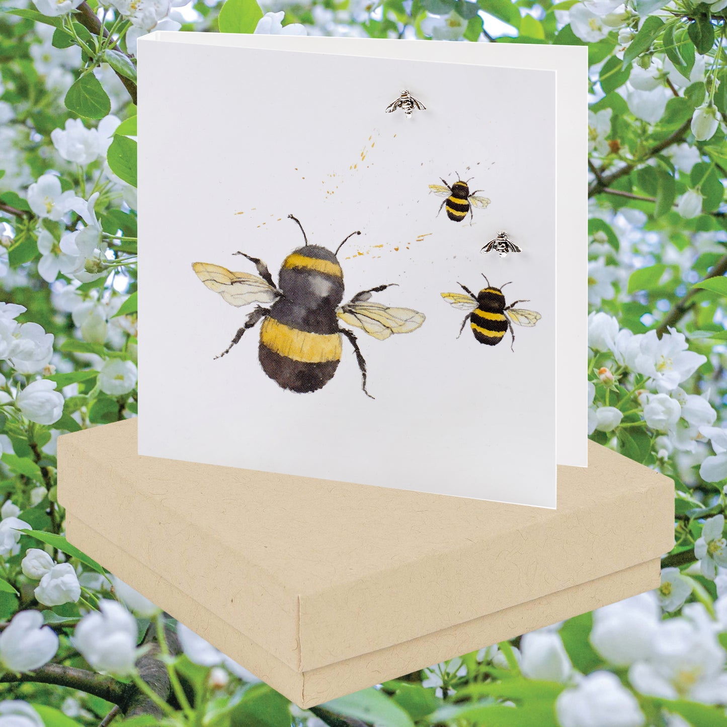 Boxed Bumble Bees Earring Card