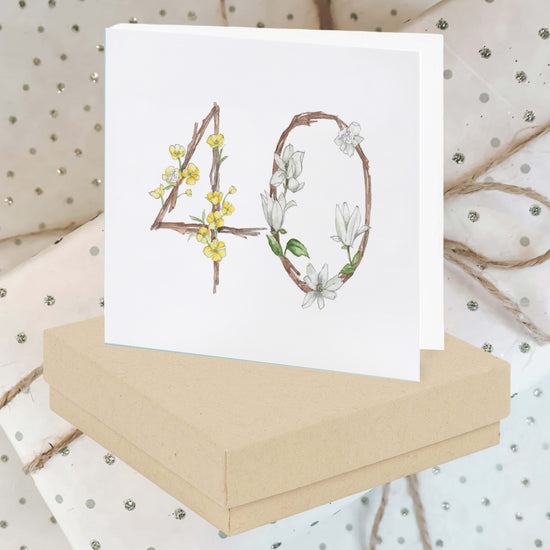 Boxed Floral 40th Earring Card